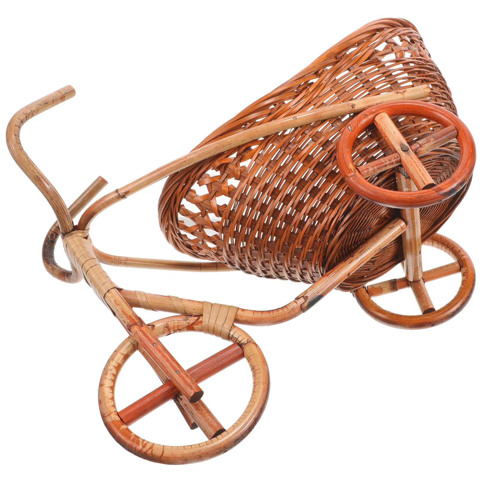 

Tricycle Shaped Woven Storage Bamboo Container Small Household Decorative Practical Fruit Snack Basket For Kitchen