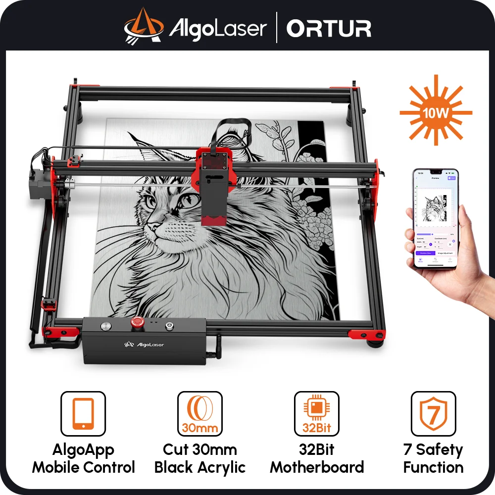 AlgoLaser-Machine de gravure et de découpe laser avec pompe à air, Wifi, hors ligne, bricolage, calcul, table de travail, laser CNC, graveur, coupeur, injuste, 10W