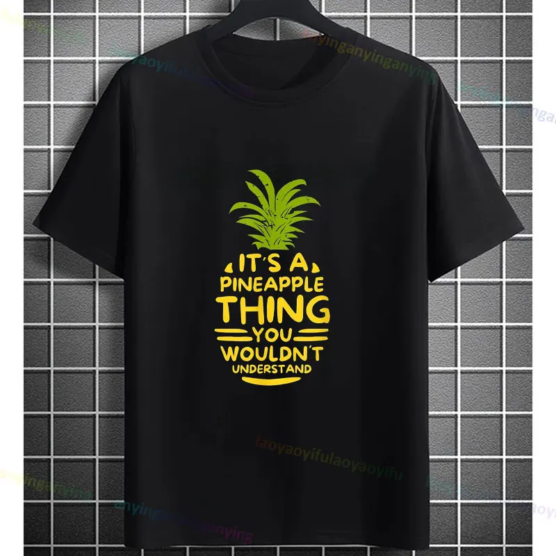 تي شيرت برسومات الأناناس المضحكة أنا فقط أحب الأناناس حقًا على ما يرام؟ قصيرة الأكمام Crewneck القطن الخالص الفكاهة نمط التي شيرت #3