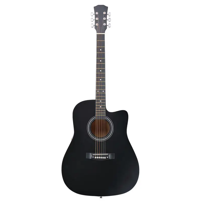 41-inch Basswood Cutaway Basswood Acoustic Folk Guitar, Matte Black