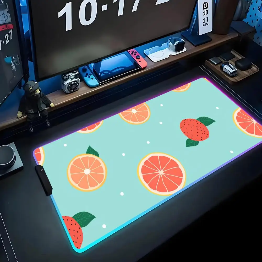 

colorful fruit wallpaper Mouse Pad RGB Gaming Mousepad Big LED Pad PC Desk Mat Luminous Mouse Pad Large Keyboard Mats Table Rug