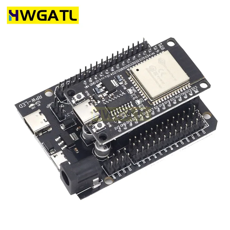 HWGATL ESP32 Development Board TYPE-C USB CH340C WiFi+Bluetooth Ultra-Low Power Consumption Dual Core ESP32-DevKitC-32 ESP-WROOM