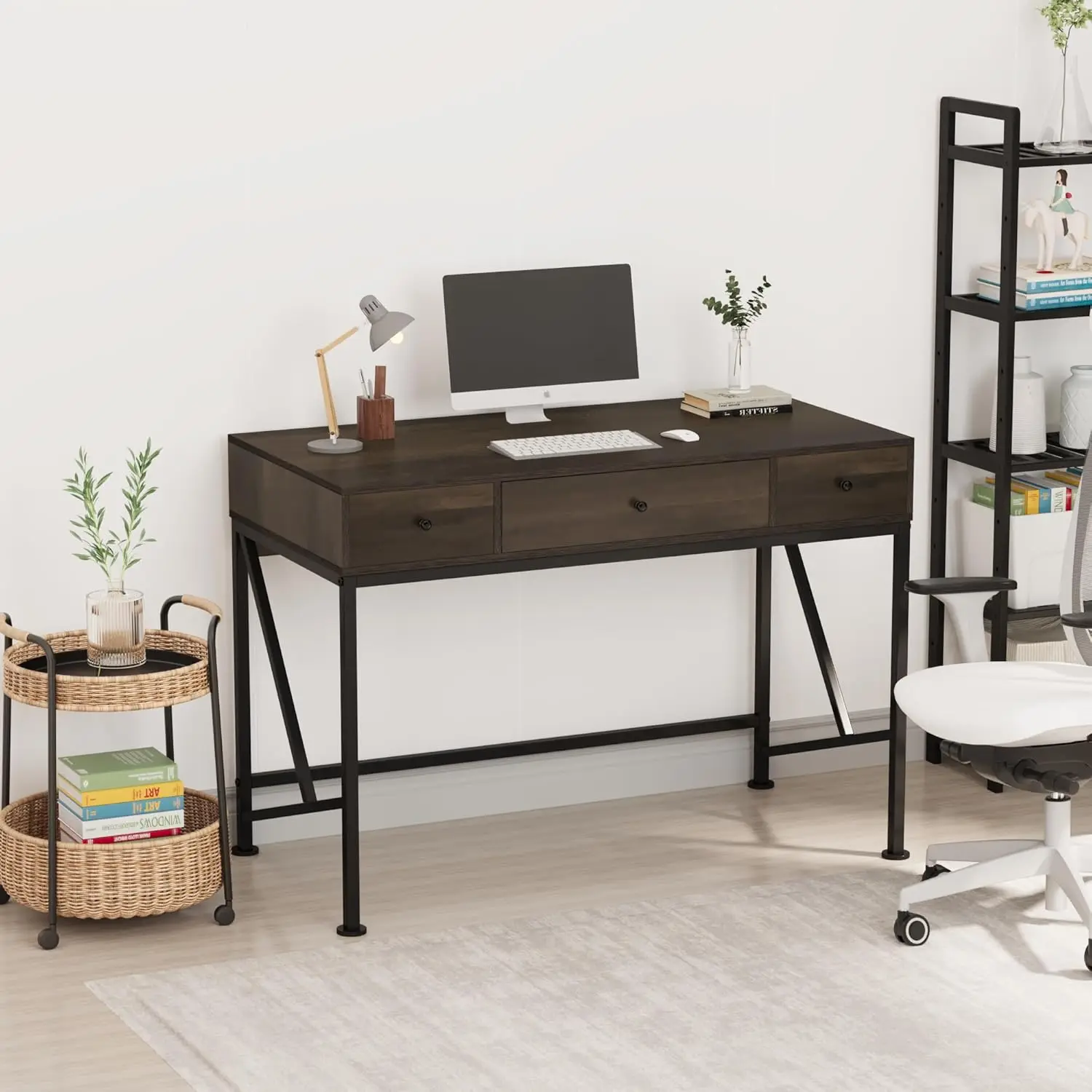 Writing computer desk, 40.7-inch rural computer desk with 3 drawers, modern minimalist style home office learning PC desk