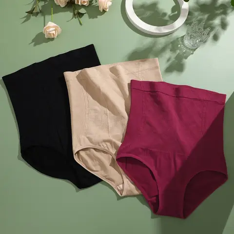 원활한 고층 쉐이핑 팬티 여성 슬리밍 컨트롤 Shapewear 솔리드 컬러 엉덩이 기중 장치 속옷 높은 탄성 란제리