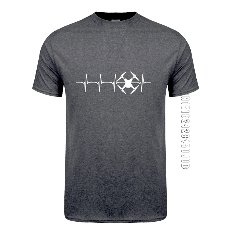 New Heartbeat Drone T Shirt Men O-neck Hip-hop Camiseta Cotton Drone Pilot T-shirts Mans Clothing Gift