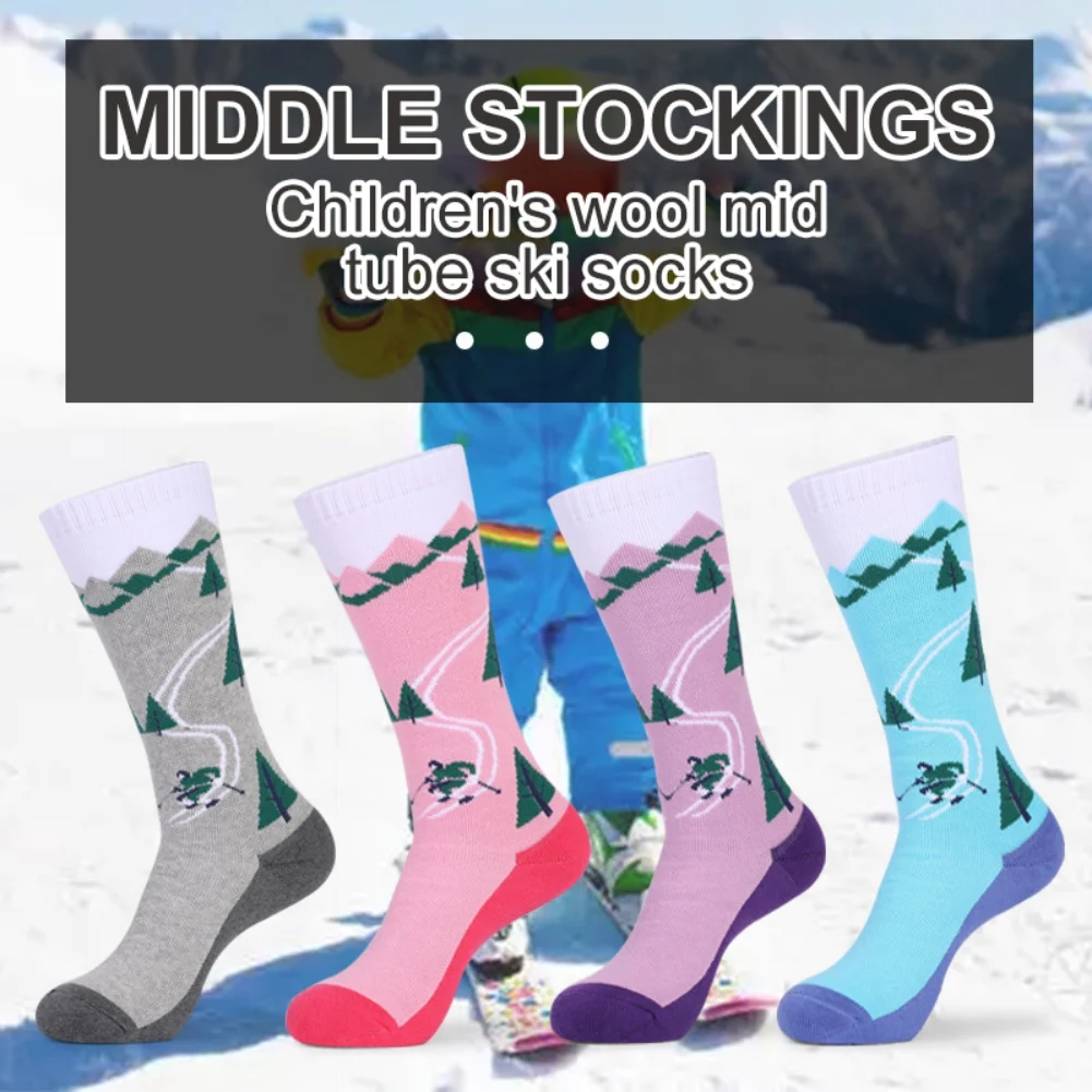 

Kids Thermal Ski Socks Soft Thicken Cotton Warm Stocking Winter Skiing Snowboarding Sports Socks Children Soft Leg Warmer