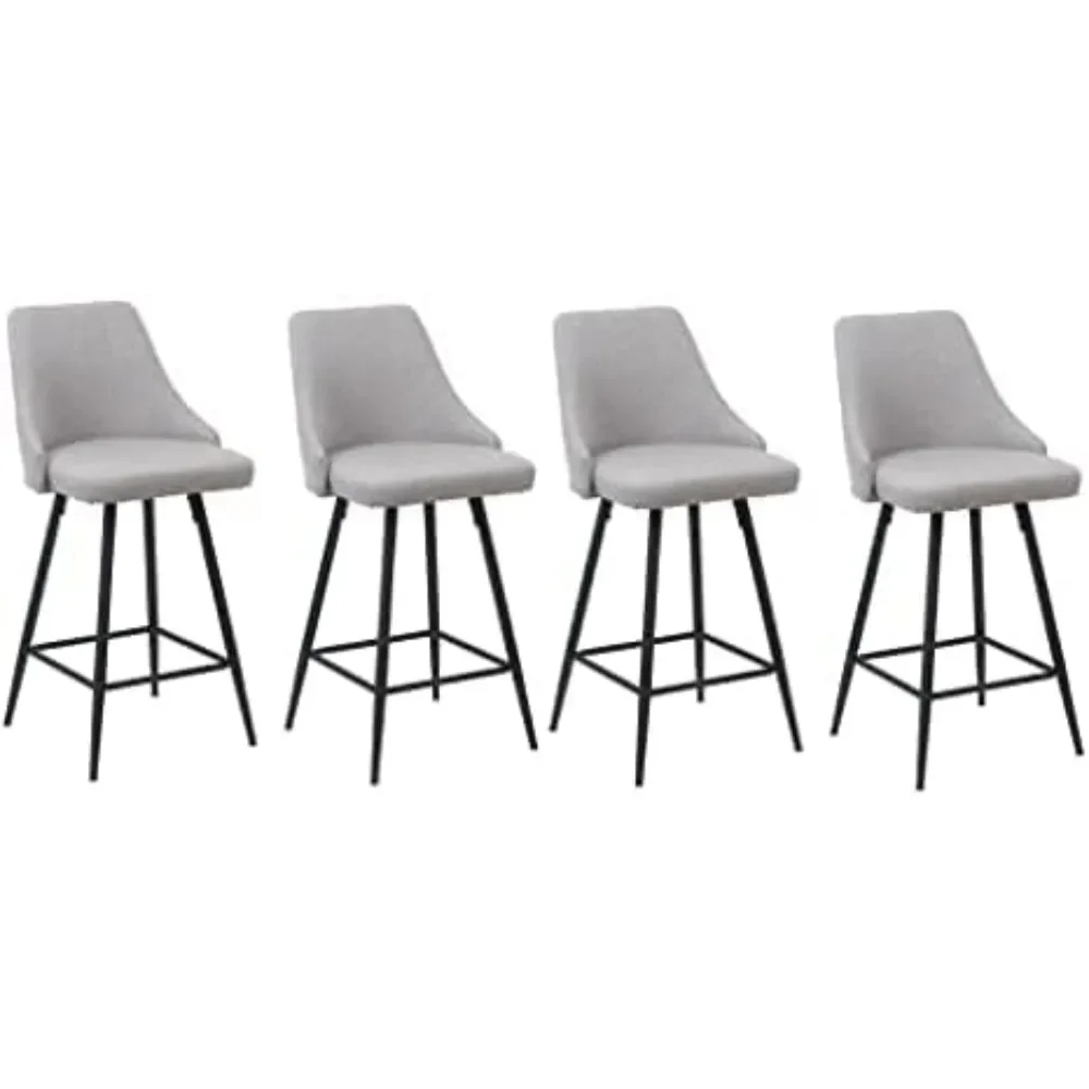 

Premium upholstered Counter Height Barstools Dining 25" High Back Bar Stool Chairs, Set of 4 Pack Grey Polyester Modern Kitchen