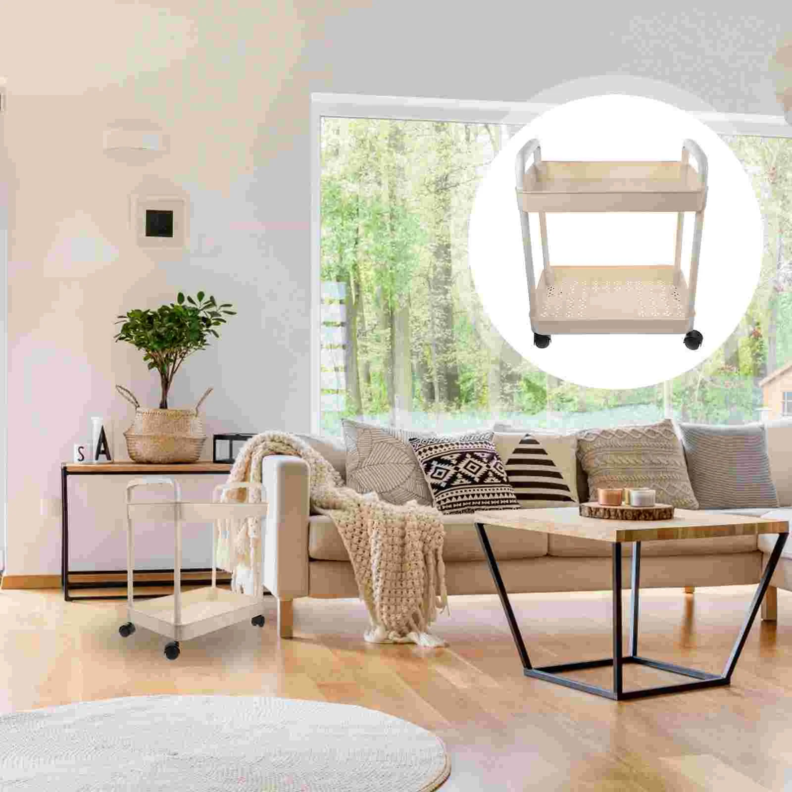 Mobile Storage Rack Cart for Home Organization Diaper Bookshelf with Wheels Roller Organizer