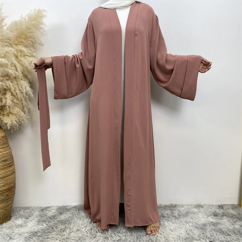 

Plain Muslim Women Open Abaya Cardigan Long Maxi Dresses Kimono Dubai Islamic Arab Robe Turkey Femme Eid Ramadan Jalabiya Caftan