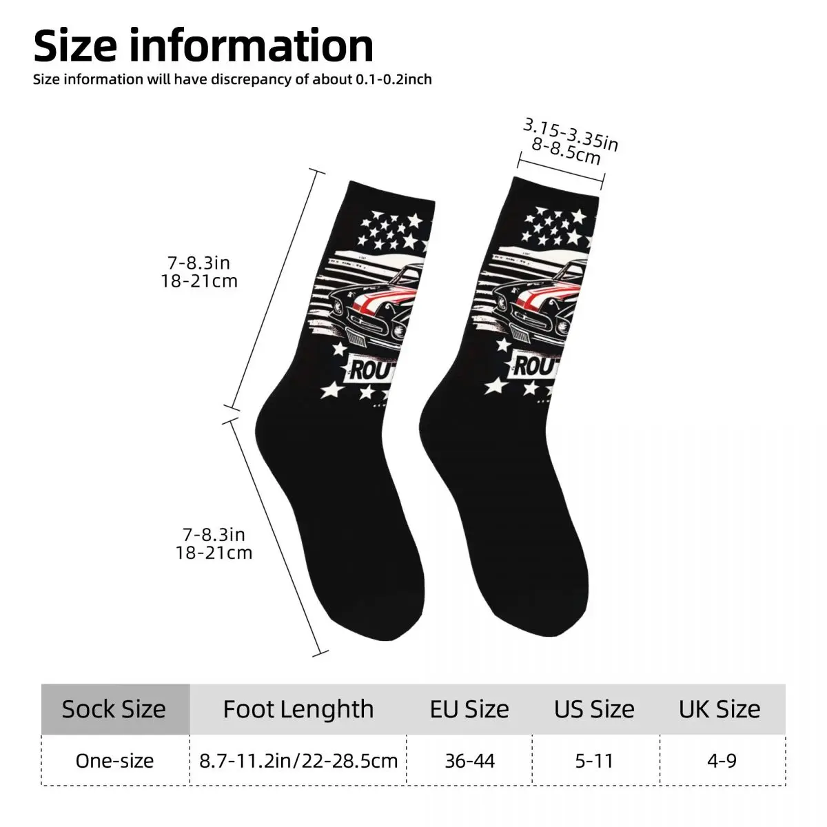 Happy Funny Vintage Route 66. Skarpety męskie Vintage Harajuku Highway 66. Hip Hop Novelty Seamless Crew Crazy Sock Gift Printed