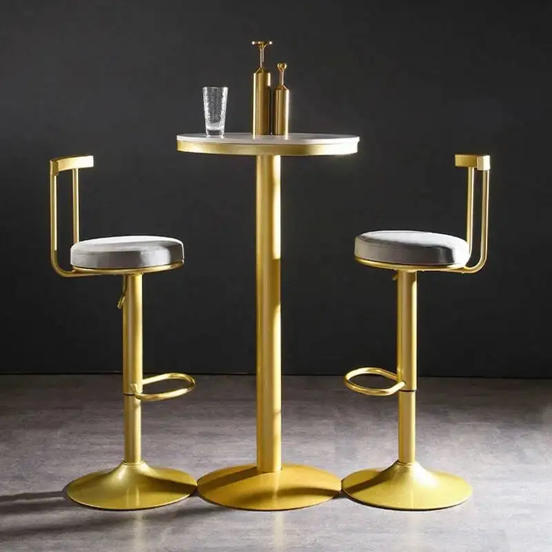 Sedia da bar da pranzo per ufficio Sedie d'attesa di lusso minimaliste dorate Panca alta con schienale Cadeiras De Espera Sedia per mobili per la casa