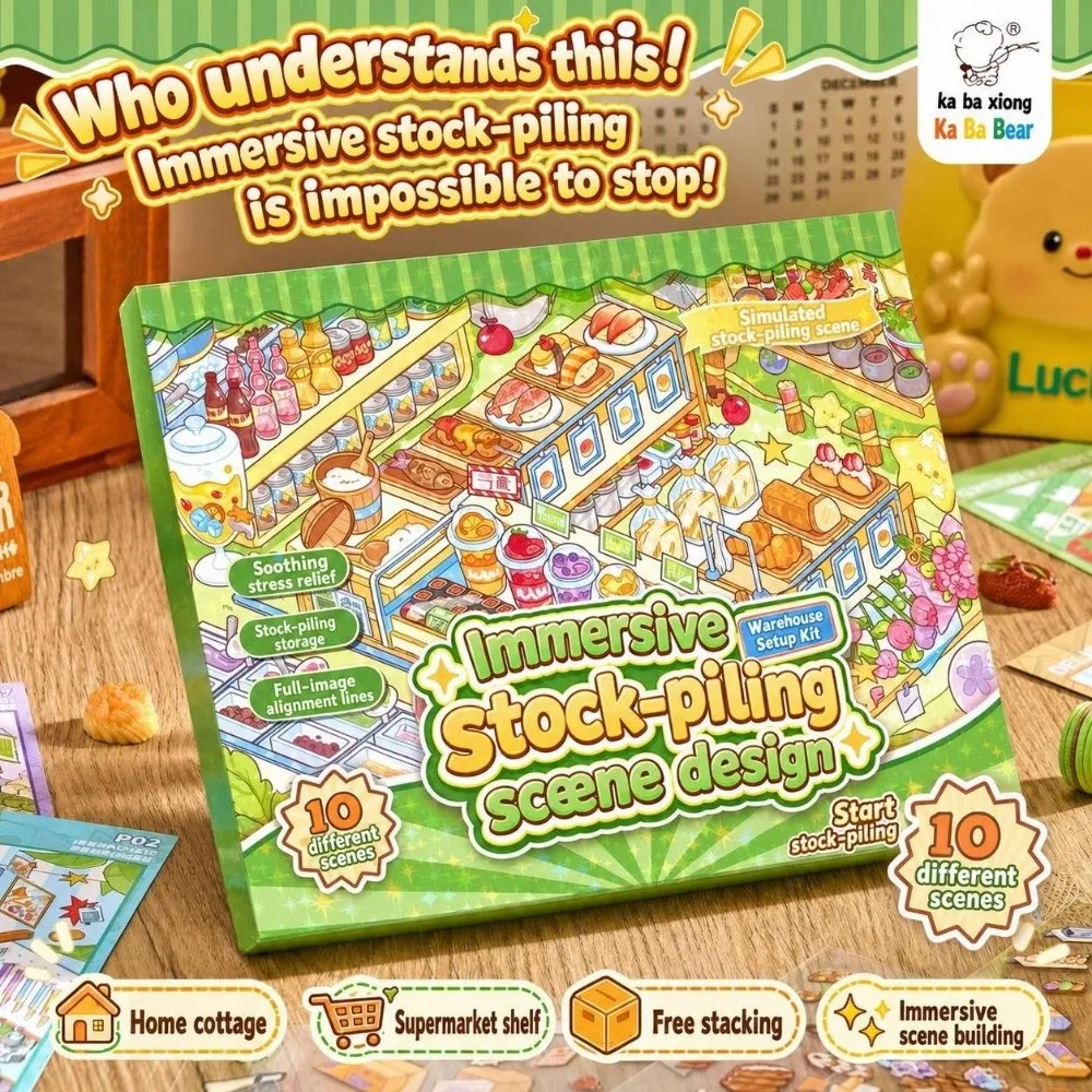 Store Theme 3D Miniature Scene Stickers Stress Relief 10 Scenes Landscape Sticker Book Stacking DIY Cabin Scene Sticker Adults