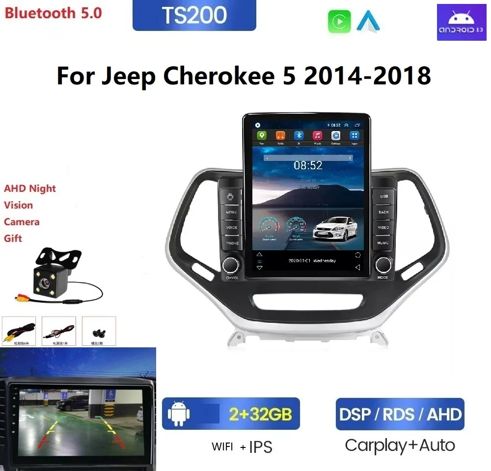 Android 13,0 DSP IPS 2.5D экран Автомобильное видео для Jeep Cherokee 5 2014-2018 8 + 128 ГБ RDS радио WIFI GPS Carlay