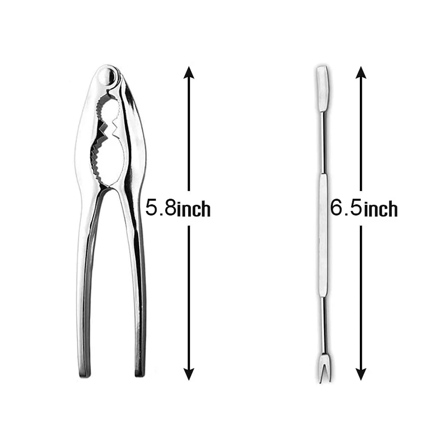 AT77 8 Piece Seafood Tool Kit, Stainless Steel Crab Leg Cracker and Forks Nut Cracker Set Shellfish Sheller