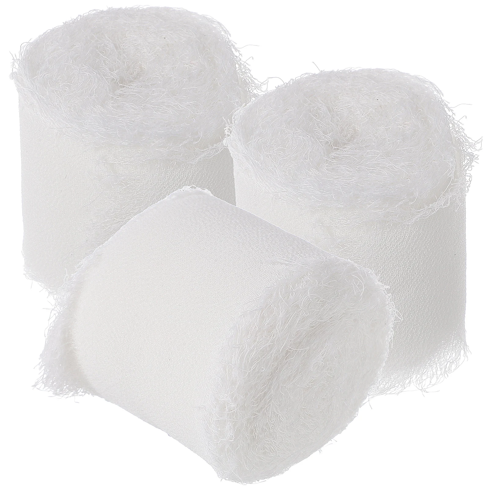 

3pcs Frayed Edge Ribbons Chiffon Silk Ribbon Wedding Bouquet Gift Wrapping Decorative Polyester Fringe Ribbon Cuttable Soft