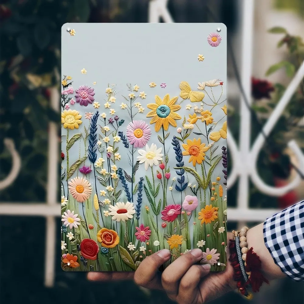 

KaloKalo Vintage Floral Metal Tin Sign Decorative Flower Wall Art Poster Warm Gift Indoor Outdoor Farmhouse Home Cafes Decor