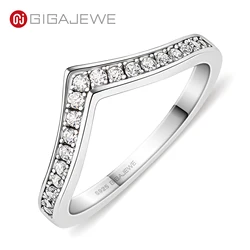 GIGAJEWE Moissanite 1.2/1.3mm Round Cut D VVS1 925 Silver Stackable Ring Diamond Test Passed Fashion Lovely Woman Girl Gift