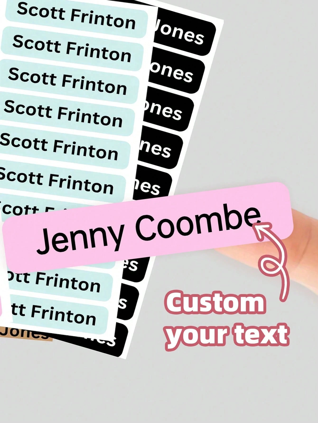 1~192pcs Name Stickers Waterproof Vinyl -5*1CM Cute Custom Labels for Kids School Supplies/College Dorm Organization/Sports Gear