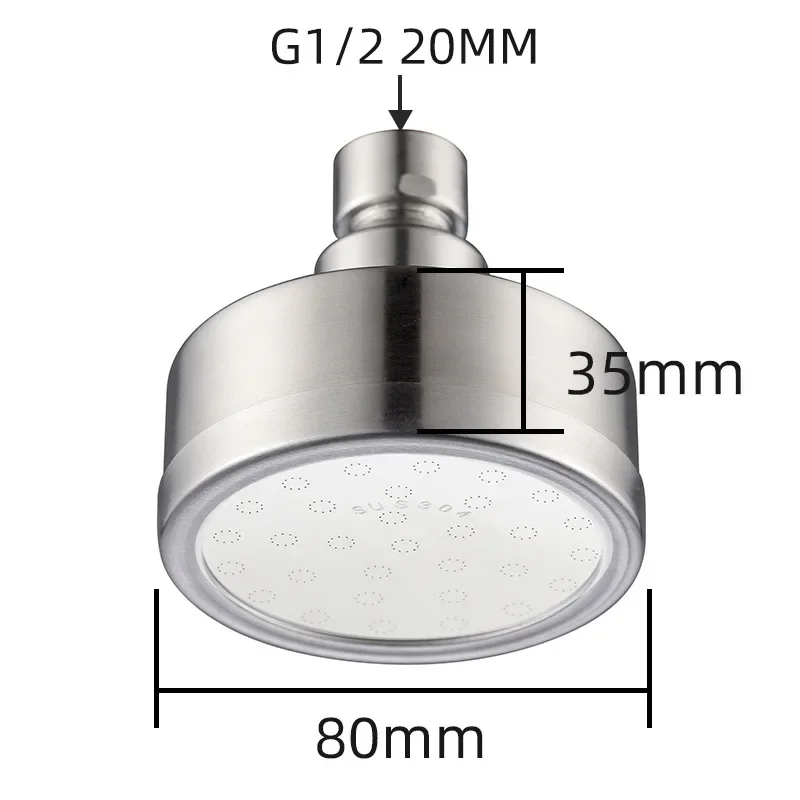 82/118mm Stainless Steel Shower Head Bathroom Round Water Saving Pressure Boost Shower Head Nozzle Top Spray Detachable Washable