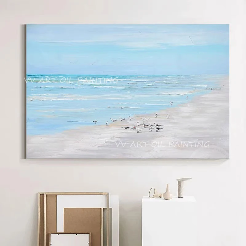 

New design ocean blue artwork landscape Handpainted Oil Painting on Canvas Abstract 100% handmade thick canvas Wall decoration