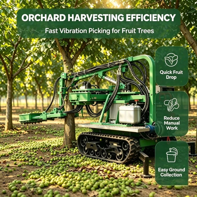 Customize Crawler Fruit Picking Equipment  Working Length, Hydraulic Vibration Tree Shaker Harvester For Walnut Apple Orchard