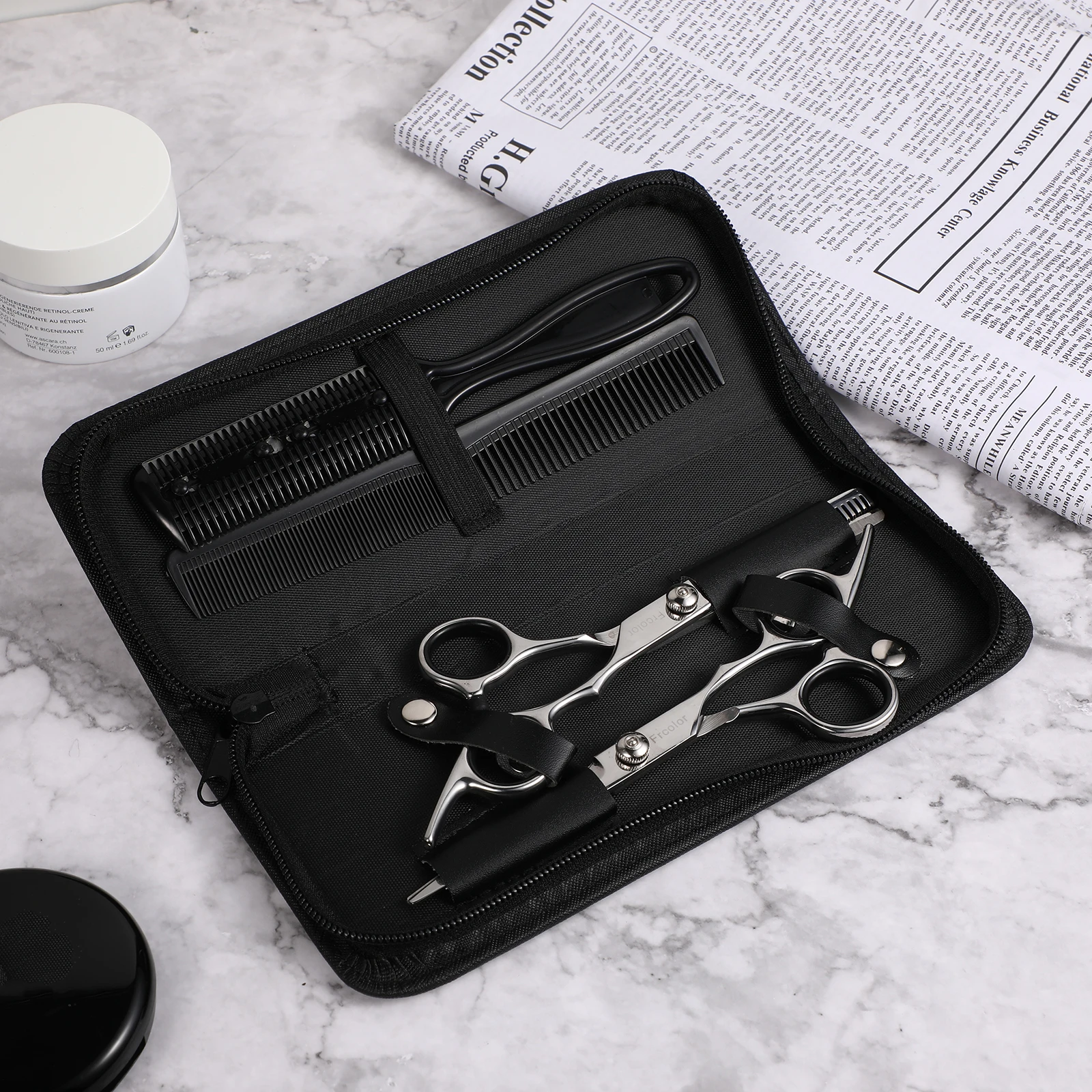 

Winomo Professional Hairdressing Tool Bag Black Compact Lightweight Organizer For Scissors Combs Clips Durable Pu Material Easy