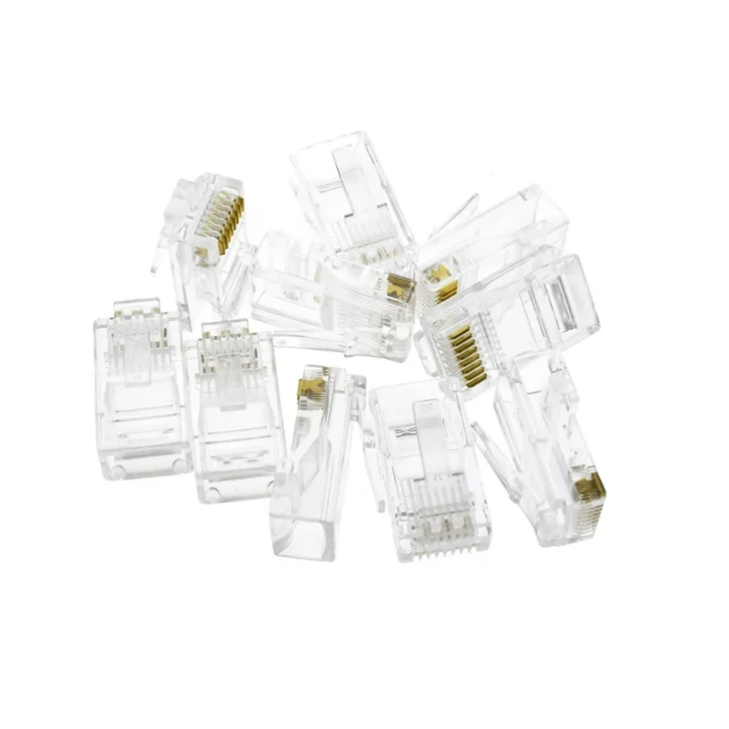 High Quality 8P8C RJ-45 Gold Plated RJ45 Network Socket Modular Cat5 Cat5e Connector Ethernet Cables Module Plug Network Connect