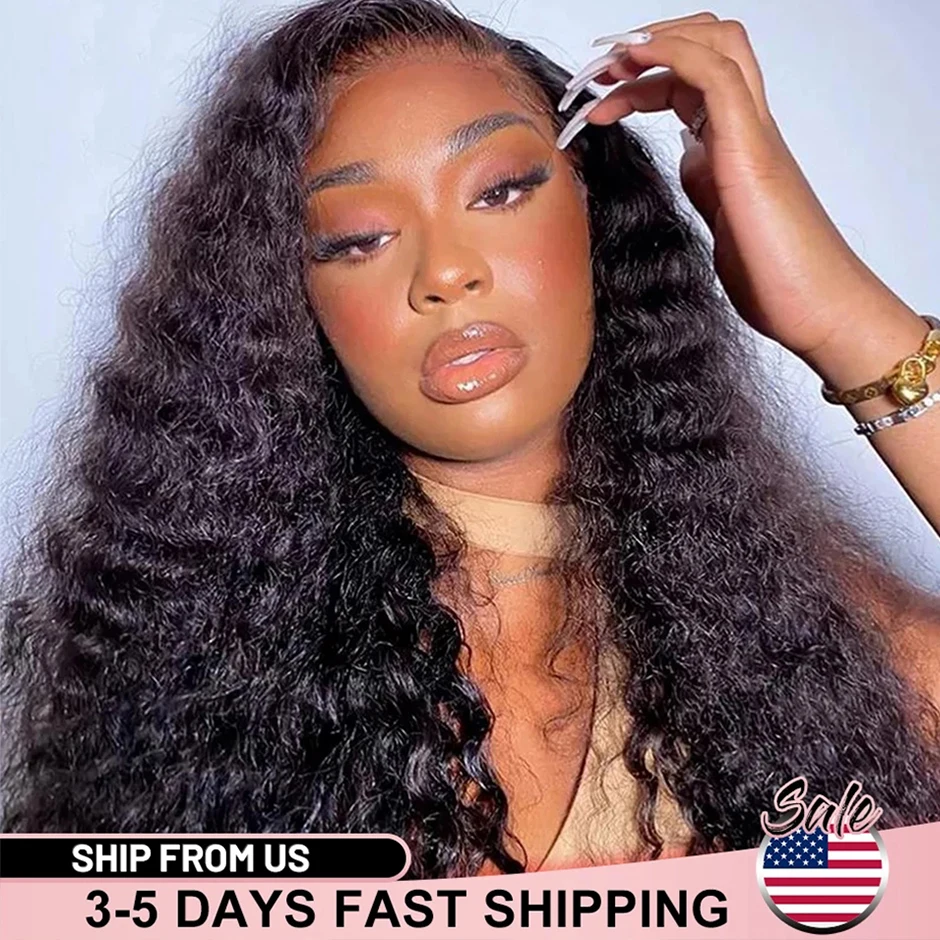 

Malaysian Water Wave Wigs 4X4 Lace For Women Pre-Plucked With Baby Hair Lace Closure Wig Human Hair Curly Lace Front Wig