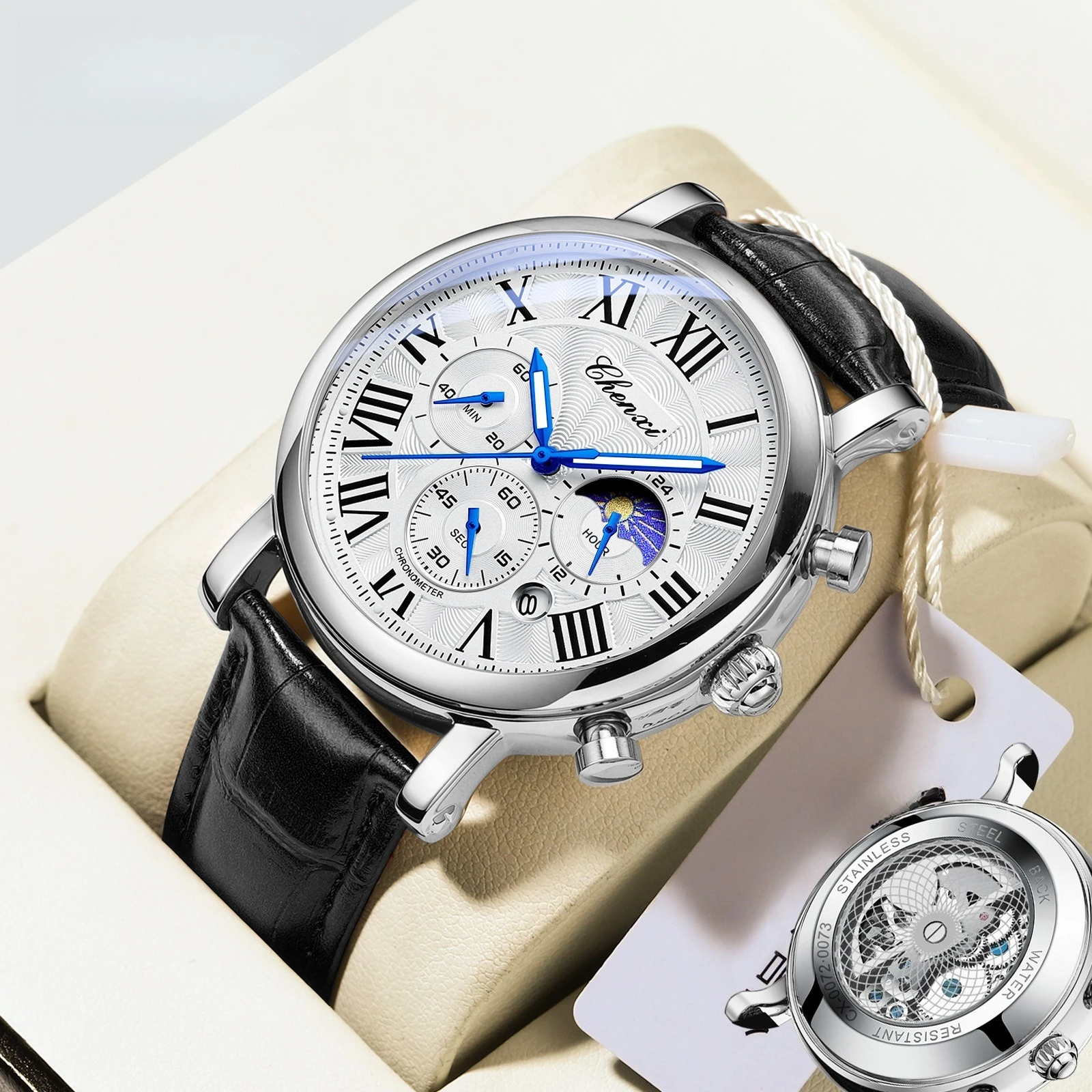 

Мужские часы с функцией сканирования секунд, многофункциональные, водонепроницаемые, с календарем и светящимся циферблатом