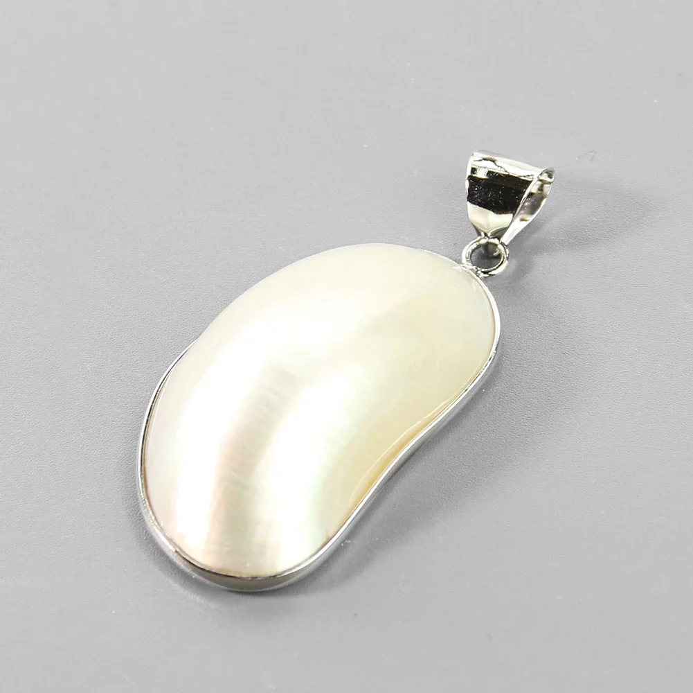 Natural Ocean Mussel Shell Oyster Oval Dome Aurora Single Sided Convex Pendant DIY Women Necklace Charm Handmade Jewelry Making