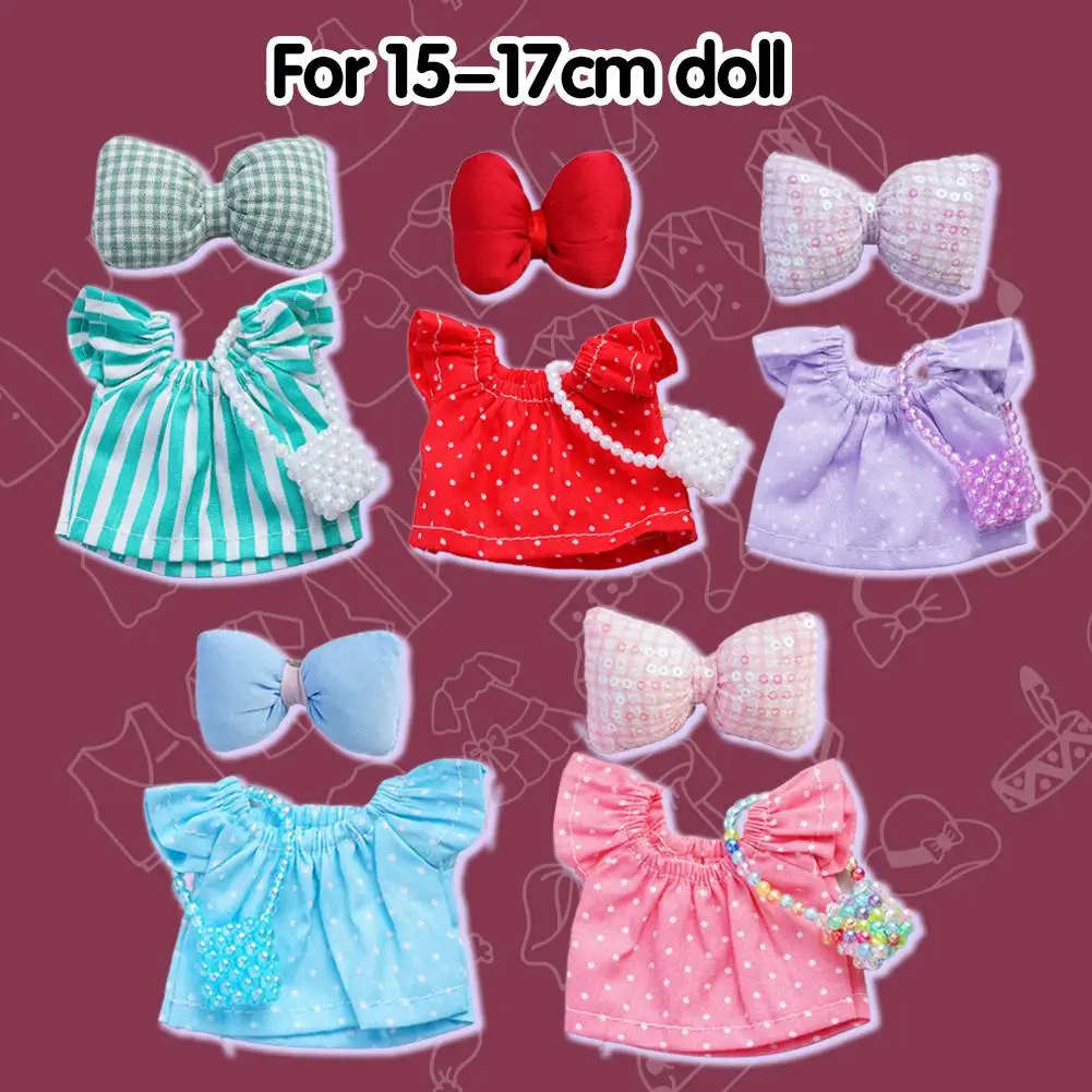 

17cm Doll Clothes Set Plush Toy Accessories Miniature Doll Outfit Ensemble Soft Stuffed Figure Clothing Doll Dress-Up Kit