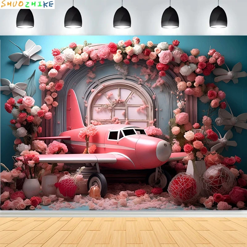 

Baby Shower Happy Birthday Party Photography Backdrops Newborn Kids Air Balloon Princess Tropical Jungle Photo Background BB-20