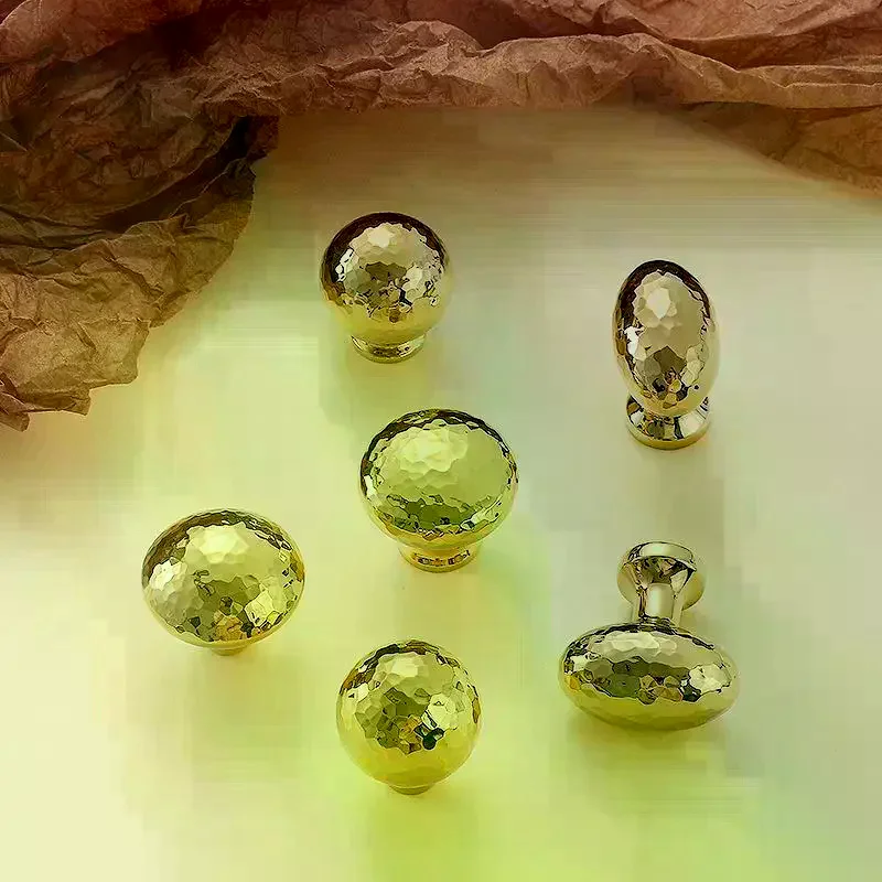 Ball Furniture Pull Handles Hand-forged Hammer Cabinet Handles Door Drawer Knob Kitchen Wardrobe Cupboard Pulls Brass