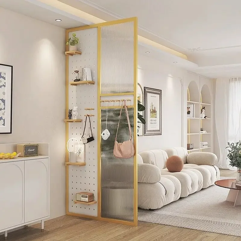 French cream wind tunnel perforated partition decoration living room entrance door entrance stainless steel water-patterned