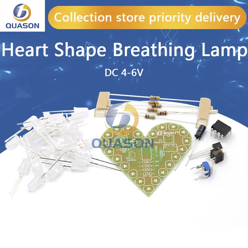 DIY Kit Heart Shape Breathing Lamp Kit DC 4V-6V Breathing LED Suite Red White Blue Green DIY Electronic Production for Learning