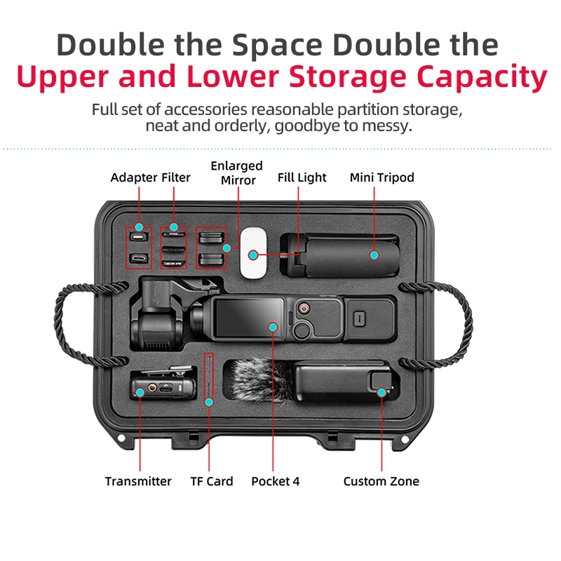 Layers Hartschalenkoffer für DJI Osmo Pocket 4 Kamera-Zubehör, Tragetasche, wasserdichte Box, tragbarer Reisekoffer für Pocket 4 – Detail 4