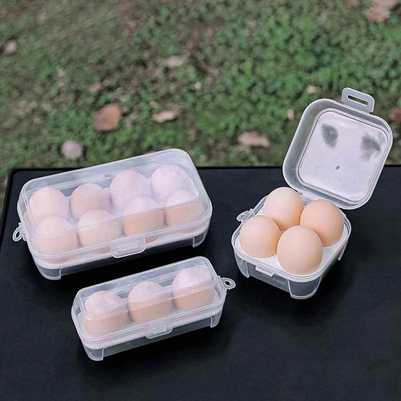 Caja de Huevos Portátil de 3/4/8 Compartimentos, Organizador de Huevos Transparente para Exteriores, para Campamento, Picnic, Barbacoa, Accesorios Prácticos para Exteriores
