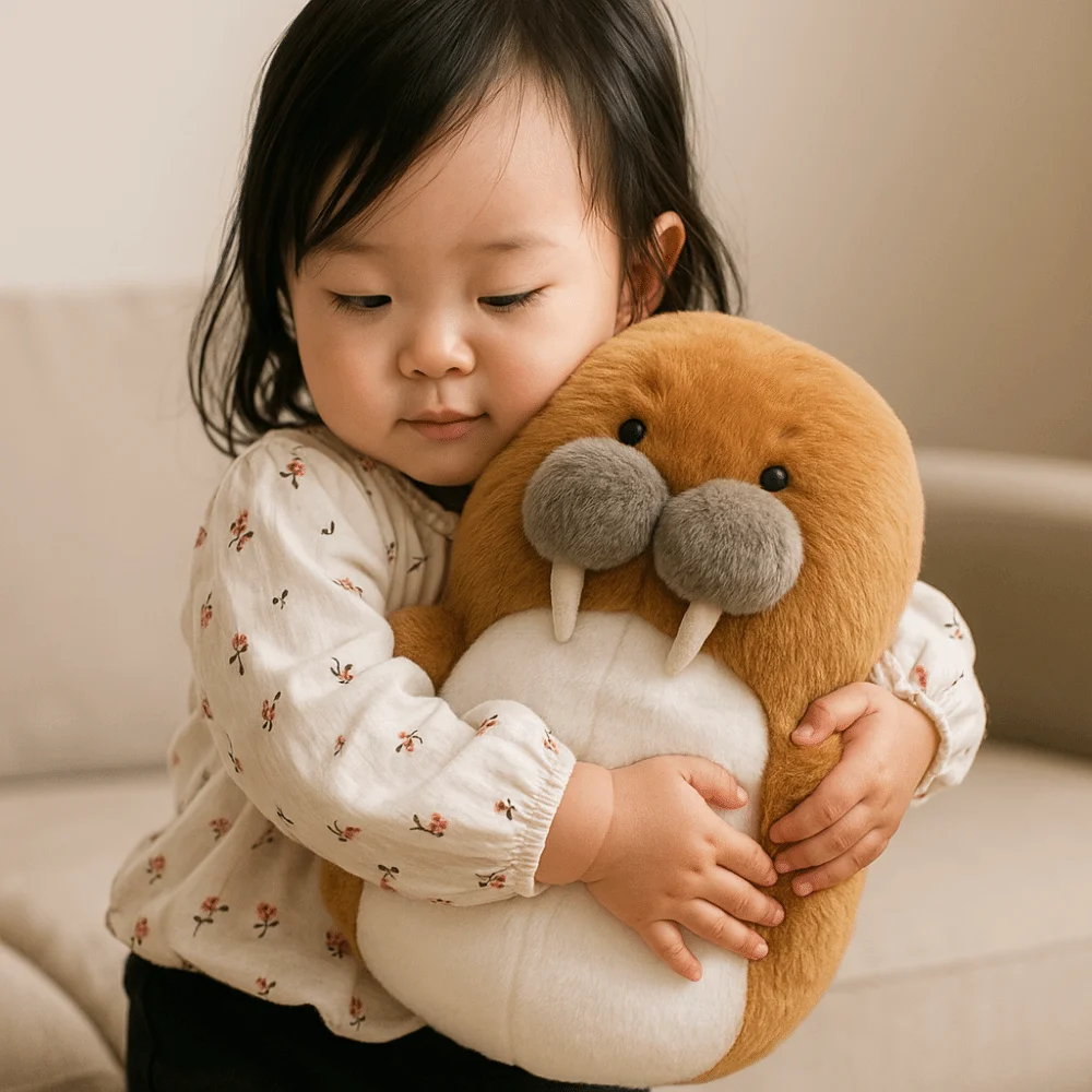 

PP Cotton Simulated Ocean Seal Stuffed Toy Interactive Handmade Walrus Stuffed Animal Doll Collection Soft