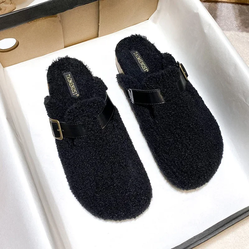 Flocky Slipper pour femme, chaussures en peluche Birken, mocassins décontractés, garder au chaud, hiver, maison, nouveau