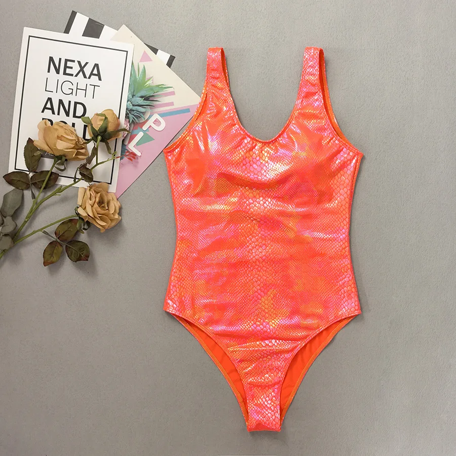 

Snakeskin One Piece Swimsuit 2025 New U Neck Women‘s Swimwear Elegant Trikini Beachwear Biquini