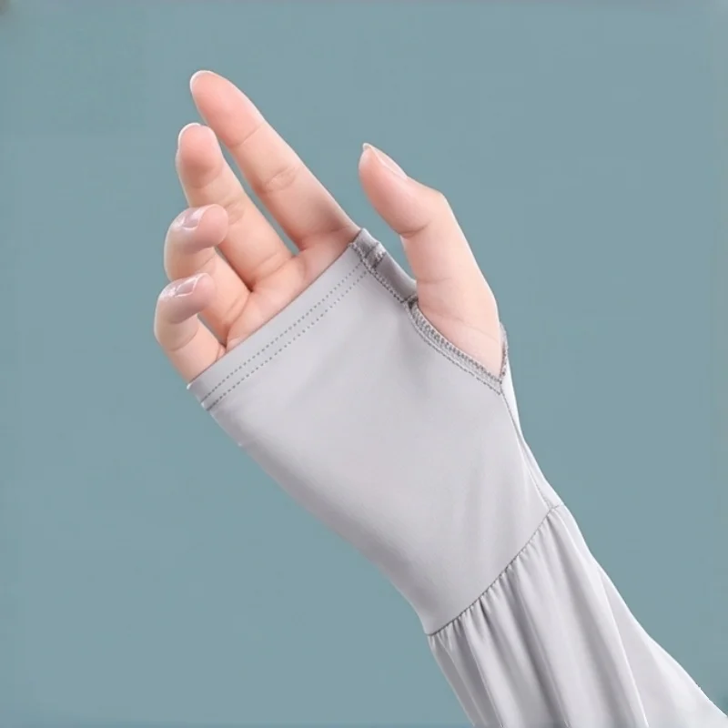 Summer Fingerless UV Ice Sleeves 1Pair Unisex Loose Breathable Arm Guards for Daily Use Sweatproof Stretchy Skin-friendly