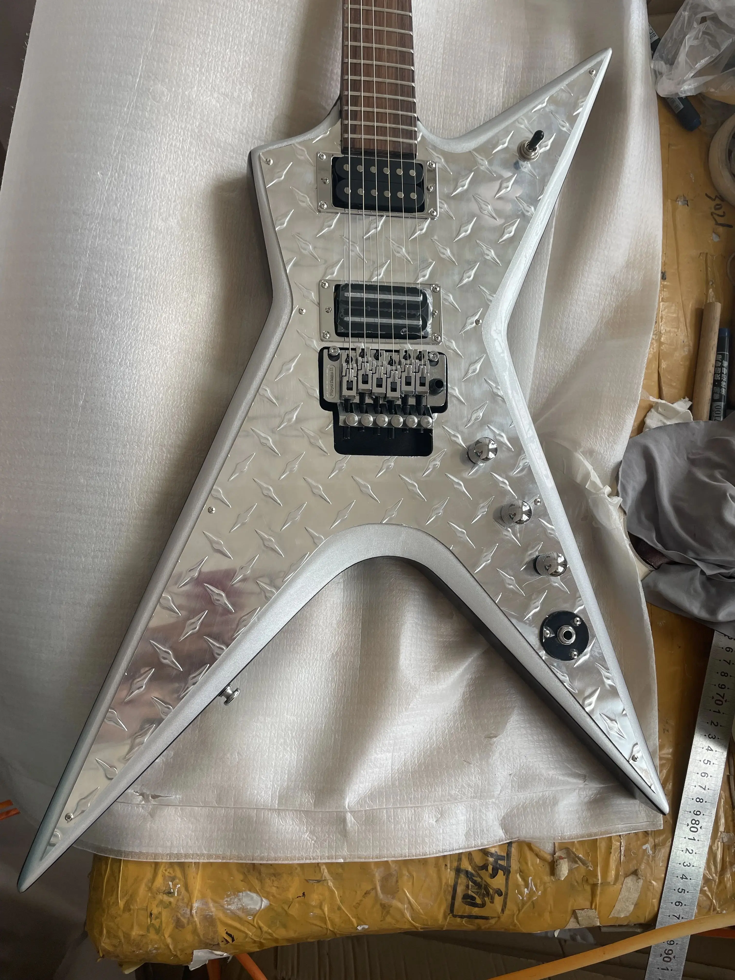 Custom Washburn  Guitar Silver Jewelry Metal Top