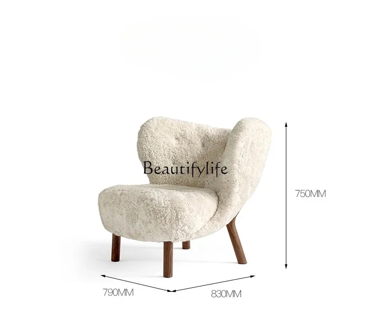 Nordic Living Room Single-Seat Sofa Chair Cashmere Lounge Chair