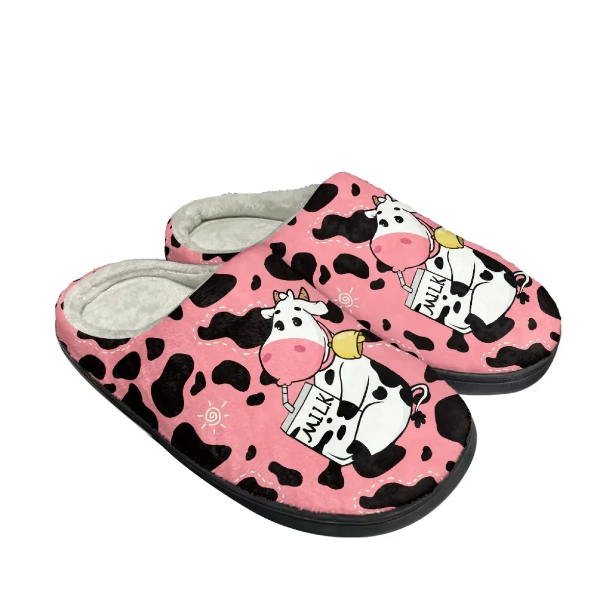 Cute Cow Pattern Women's Home Slippers Casual Indoor Couple Cotton Slipper Zapatos Autumn Winter Warm Comfy Footwear Drop Ship