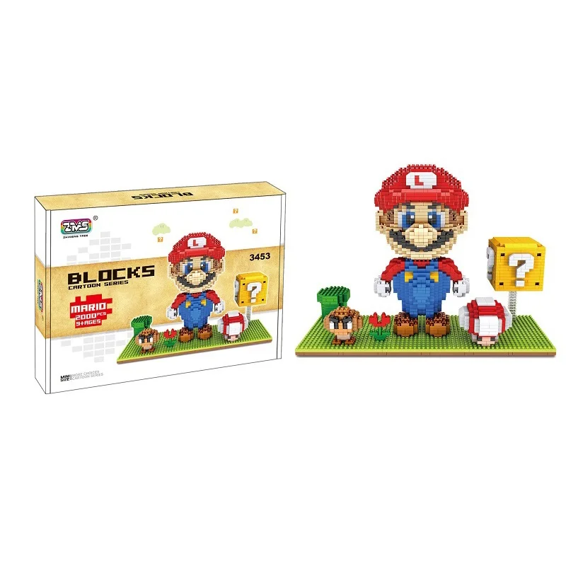 Flying Super Bros Mario Block Micro Building Block Cartoon Anime Figures Doll Collectible Model DIY Bricks Toys for Kid