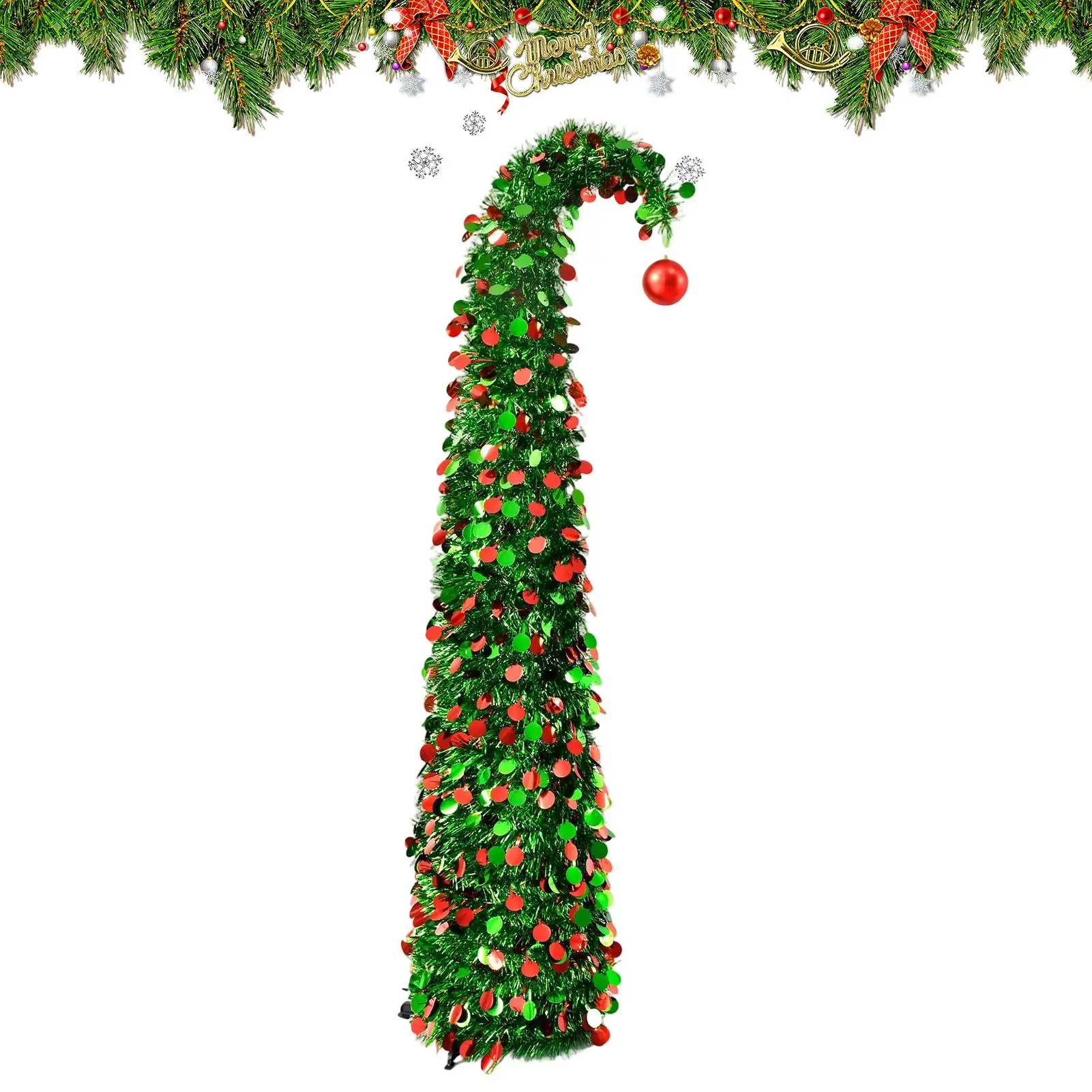 

Artificial Christmas Trees Spiral 4.9 Ft Artificial Home Decor Scalable Christmas Tree Holiday Decor For Party Indoor Outdoor