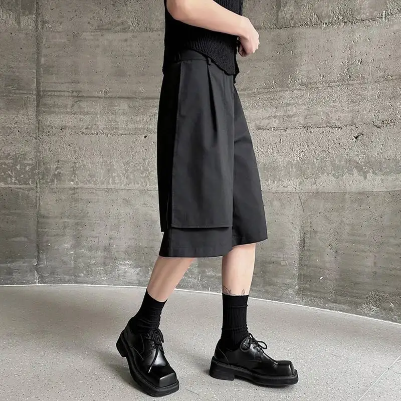 LUZHEN Patchwork Straight 2026 Hemline Design Summer Five-pointed Original Pants Men's Trendy Solid Color Handsome Shorts JY8510