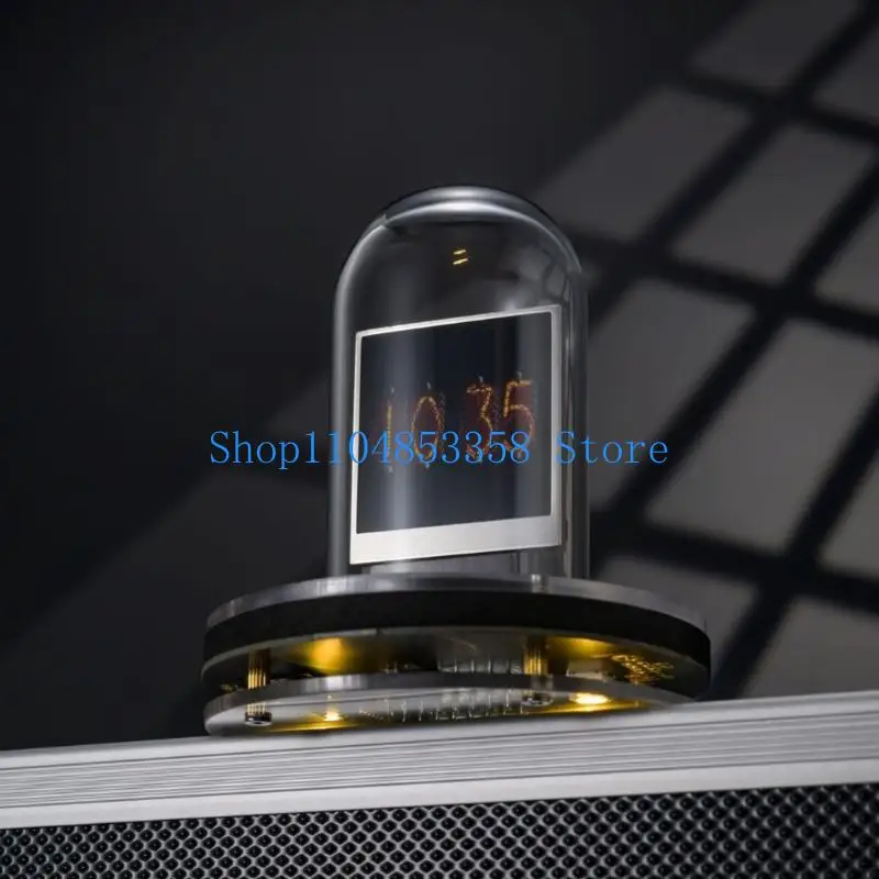 652F Auto Dimming Desktop Clock With Weather Bitcoins Display Glow Tube Effect For Campers Yacht Home Office Decors