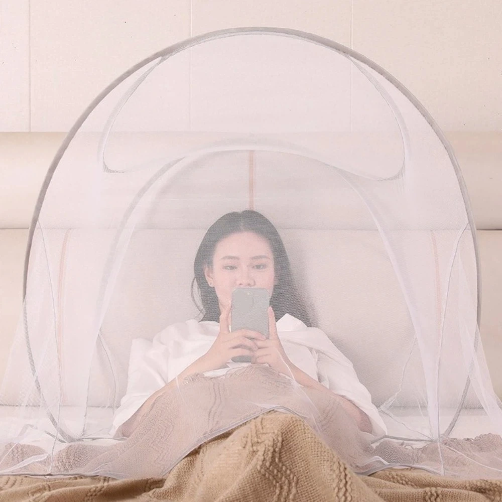 Foldable Face Head Mosquito Net Adjustable No Installation Mesh Sleeping Net High-Density Mesh Breathable Mosquito Net Stand