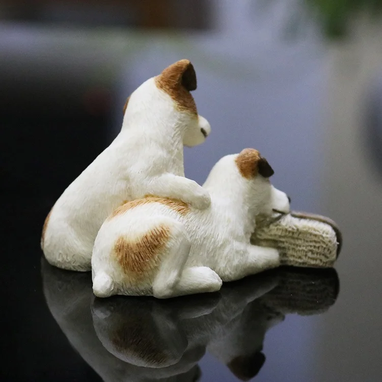 Jack Russell Terrier  Animal Resin Model Action Figure Decoration Simulation Dog Pet Figurines Toys Christmas Kids Gift Doll